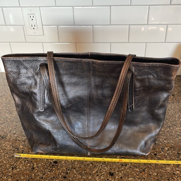 ZLYC Brown Leather Shoulder Tote Bag Purse Zip Top Closure Inside Pocket - Picture 11 of 15